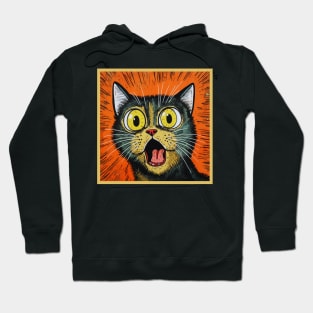 Shocked Cat Cartoon Vintage Cartoon Cat Crazy. Hoodie